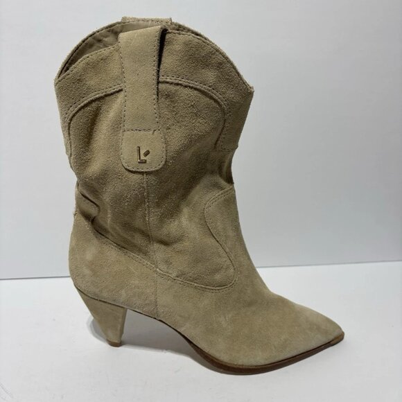 Larroude Women’s Thelma Taupe Suede Western Boots Size 9.5 M